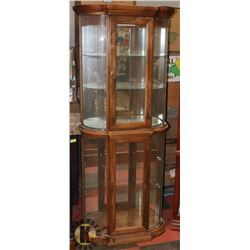 WOOD & GLASS CABINET WITH ROUNDED FRONT,