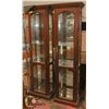 Image 1 : PAIR OF GLASS AND WOOD CURIO CABINETS,