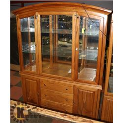 AS IS WOODEN BUFFET AND HUTCH, 60"X16"X80".