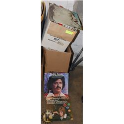 3 BOXES OF ASSORTED RECORDS.