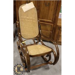 WOOD AND WICKER ROCKING CHAIR. FURNITURE