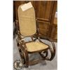 Image 1 : WOOD AND WICKER ROCKING CHAIR. FURNITURE