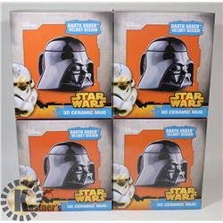 LOT OF 4 STARWARS 3-D CERMAIC MUGS, COLLECTIBLES