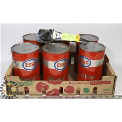 6 CANS OF ESSO 10W MINERAL LUBE WITH PUNCTURING