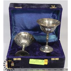 VINTAGE SILVERPLATE GOBLETS IN VELVET CASE
