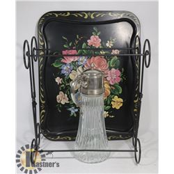 VINTAGE SERVING TRAY WITH FOLDING STAND PLUS