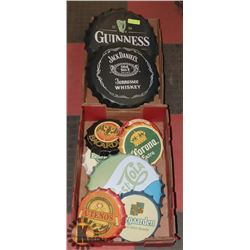 LOT OF TEN 1970 BOTTLE TOPS IN ASSORTED SIZES