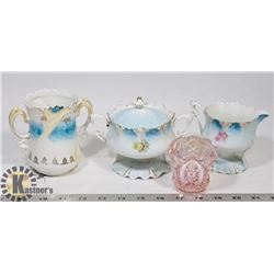 FRENCH CREAM/SUGAR & LID, SPOONER, IRIDESCENT