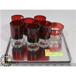 LOT OF ASSORTED RUBY GLASS INCL 1907 KINGS