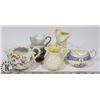 Image 1 : 2 BELEEK CREAM PITCHERS WITH 3 VINTAGE PITCHERS.