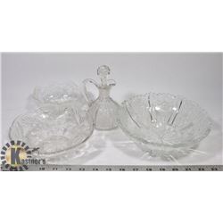 VINEGAR JUG, 3 DISHES ALL BUMBLEBEE THISTLE