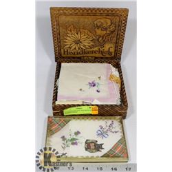 OLD HANKERCHEIF BOX WITH NEW HANKIES FROM