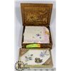 Image 1 : OLD HANKERCHEIF BOX WITH NEW HANKIES FROM