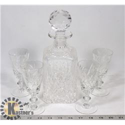 CRYSTAL DECANTER WITH 4 CRYSTAL STEM GLASSES