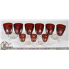 Image 1 : ESTATE LOT OF 9 ASSORTED SIZE CRANBERRY GLASSES