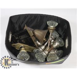 CONTAINER OF VINTAGE DOOR HANDLES