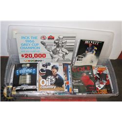 LARGE TOTE OF ASSORTED SPORTS MEMORABILIA