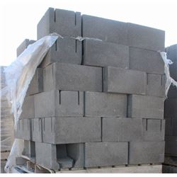 PALLET OF DARK GREY KNOCKOUT BOND BEAM BLOCKS