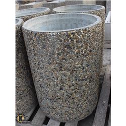 PEBBLED CONCRETE ROUND GARBAGE CANS