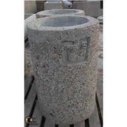 PEBBLED CONCRETE ROUND GARBAGE CANS