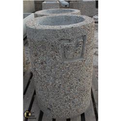 PEBBLED CONCRETE ROUND GARBAGE CANS