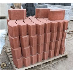 PALLET OF RED FIREPIT BRICK (CURVED, INTERLOCKING)