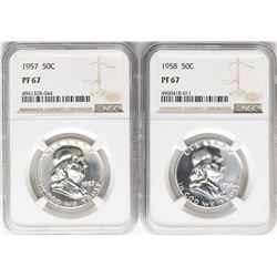 Lot of 1957 & 1958 Franklin Half Dollar Coins NGC PF67