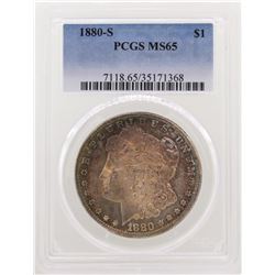 1880-S $1 Morgan Silver Dollar Coin PCGS MS65 Amazing Toning