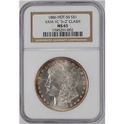 1886 VAM-1C "3+2" Clash $1 Morgan Silver Dollar Coin NGC MS65 Hot 50