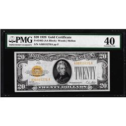 1928 $20 Gold Certificate Note Fr.2402 PMG Choice Extremely Fine 40