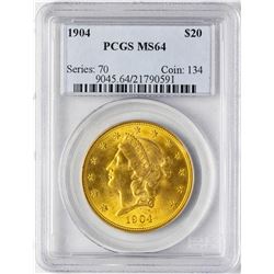 1904 $20 Liberty Head Double Eagle Gold Coin PCGS MS64