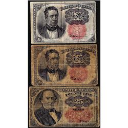 Lot of (3) Miscellaneous Fractional Currency Notes