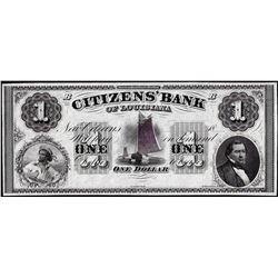 1800's $1 Citizens Bank of Louisiana Obsolete Note
