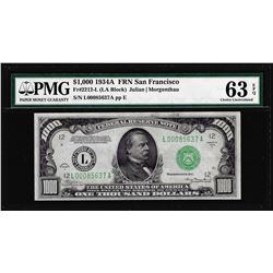 1934A $1,000 Federal Reserve Note San Francisco Fr.2212-L PMG Choice Uncirculated 63EPQ