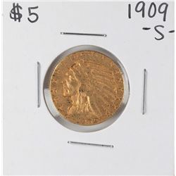 1909-S $5 Indian Head Half Eagle Gold Coin