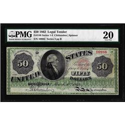 Rare 1862 $50 Legal Tender Note Fr.148 PMG Very Fine 20