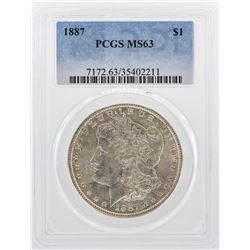 1887 $1 Morgan Silver Dollar Coin PCGS MS63