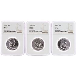Lot of 1958-1960 Proof Franklin Half Dollar Coins NGC PF66