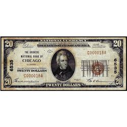 1929 $20 NB of Chicago, IL CH# 6535 National Currency Note