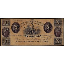 1800's $10 New Orleans Canal & Banking Company Obsolete Note