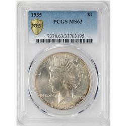 1935 $1 Peace Silver Dollar Coin PCGS MS63