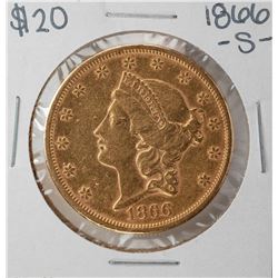 1866-S $20 Liberty Head Double Eagle Gold Coin