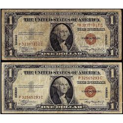 Lot of (2) 1935A $1 Hawaii WWII Emergency Issue Silver Certificate Notes