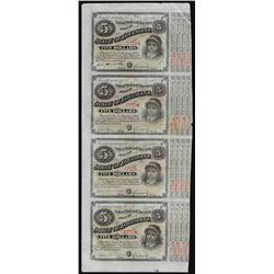 Uncut Sheet of (4) State of Louisiana Baby Bond Obsolete Notes