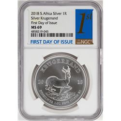 2018 South Africa Krugerrand Silver Coin NGC MS69 First Day of Issue