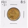 Image 1 : 1911-S $5 Indian Head Half Eagle Gold Coin