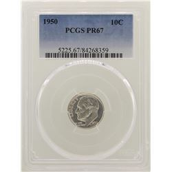 1950 Proof Roosevelt Dime Coin PCGS PR67