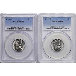 Lot of 1948-S & 1949-S Jefferson Nickel Coins PCGS MS66