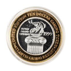 .999 Fine Silver Atlantis Casino & Resort Reno, NV $10 Limited Edition Gaming Token