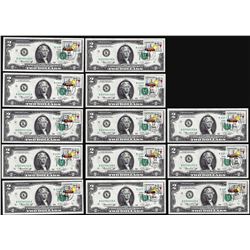 Lot of (13) Consecutive 1976 $2 Federal Reseve Notes w/ First Day of Issue Stamps